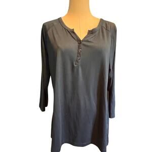 Ink & Ivy 3/4 Sleeve 3 Button Henley Teal Top.  Women's Size XL
